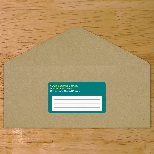 Text Based Teal Green Business Shipping Label (Plain text teal green business shipping label on envelope)