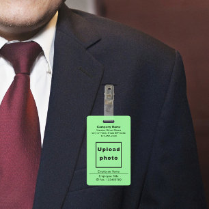 Text-Based With Employee Photo Light Green Badge ID Badge