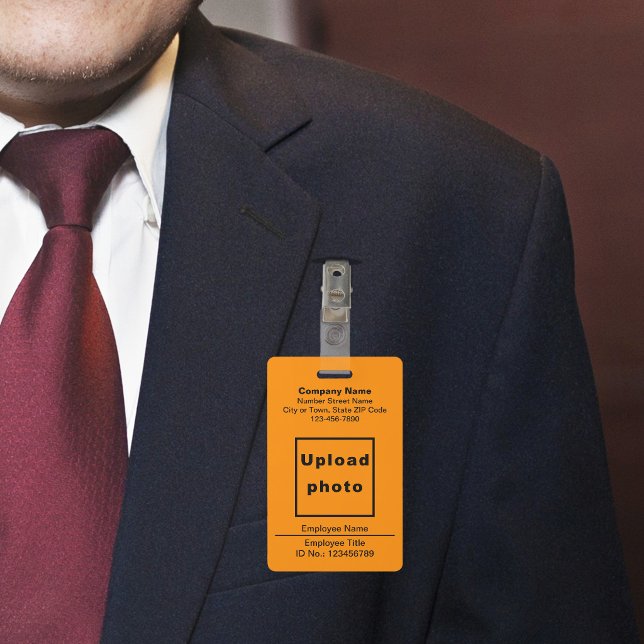 Text-Based With Employee Photo Orange Badge ID Badge (Creator Uploaded)