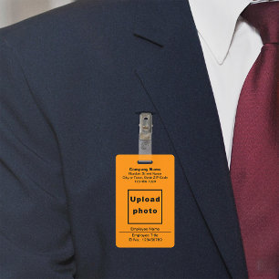 Text Based With Employee Photo Orange Badge ID Badge