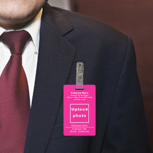 Text-Based With Employee Photo Pink Badge ID Badge
