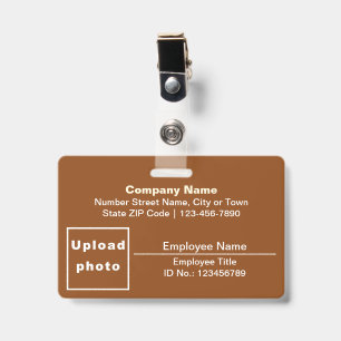 Text Based With Employee Photo Rectangle Brown ID Badge