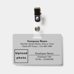 Text Based With Employee Photo Rectangle Grey ID Badge