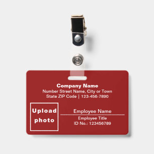 Text Based With Employee Photo Rectangle Red ID Badge