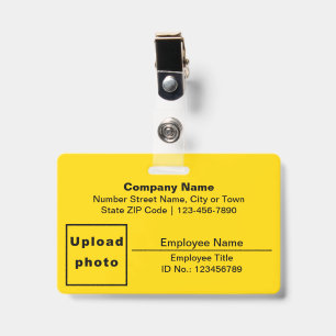Text Based With Employee Photo Rectangle Yellow ID Badge