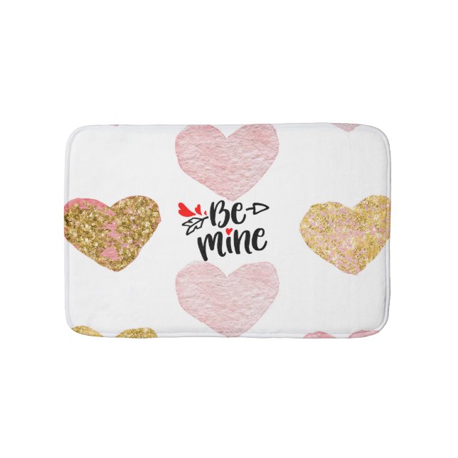 Text Be Mine And Hearts Bath Mat (Front)