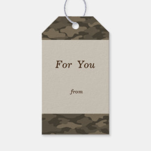 Text custom camouflage (sepia) gift tag