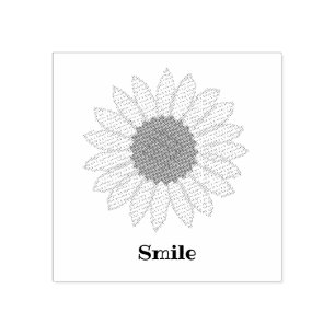Text Custom Sunflower Rubber Stamp