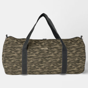 Text Customization Camo Sepia Duffle Bag