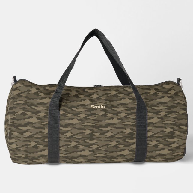 Text Customization Camo Sepia Duffle Bag (Front)