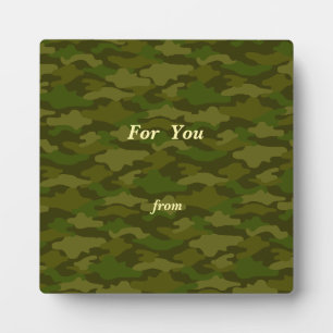 Text Customization Camouflage Khaki Photo Plaque