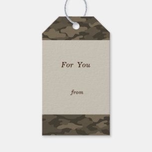 Text Customization Camouflage Sepia Gift Tag