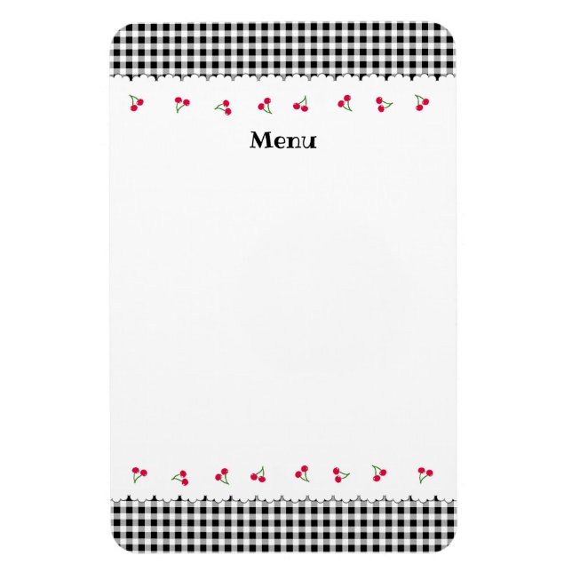 Text Customization Cherry Check Black Magnet (Vertical)