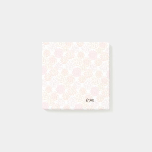 Text Customization Rose Ivory Post-It Notes (Front)
