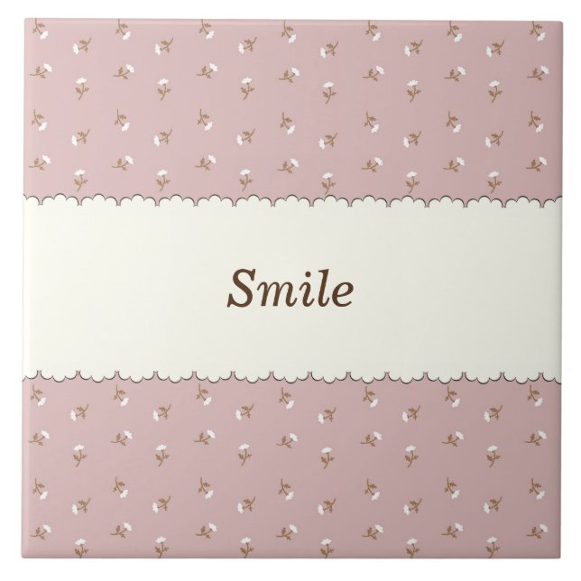 Text Customization Wild Rose Smokey Pink Tile (Front)