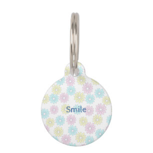 Text Customize Flower Pastel Pet Tag