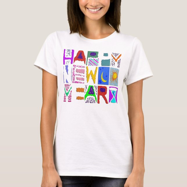 Text Design "Happy New Year" T-Shirt (Front)