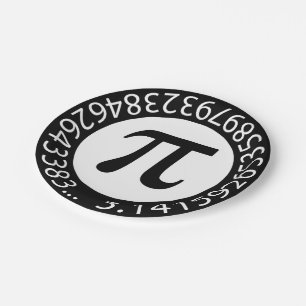 TEXT DESIGN Pi Number  Mathematical symbol Paper Plate