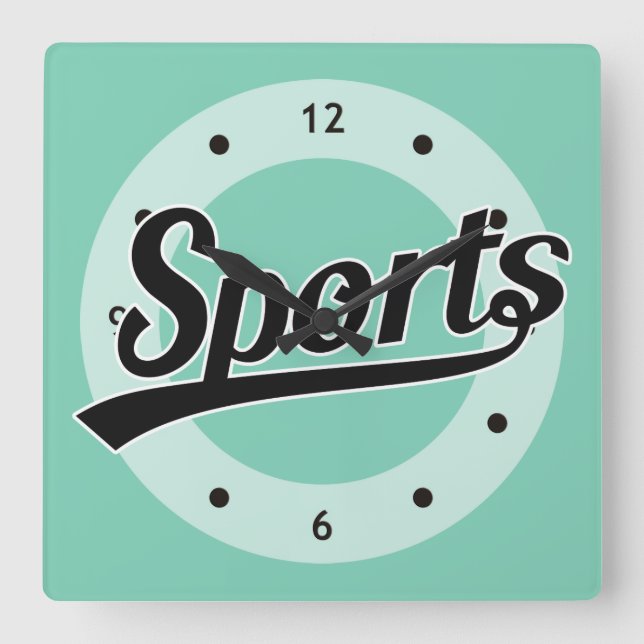 Text Design: SPORTS black + your own text & ideas Square Wall Clock (Front)