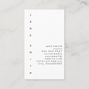 Text Design Vertical Business Card