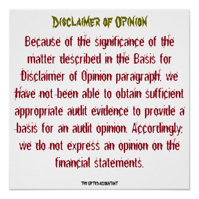 TEXT"Disclaimer of Opinion" Poster (Front)