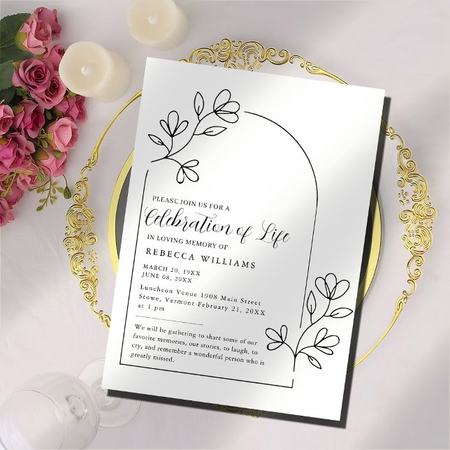 Text Floral Arch Celebration of Life  Invitation (Creator Uploaded)