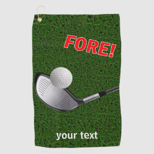TEXT FORE with Ball, Golf Head and Grass Towel