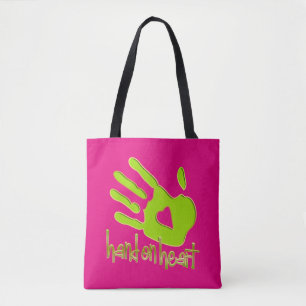 Text & Graphic Design: Hand on Heart Tote Bag