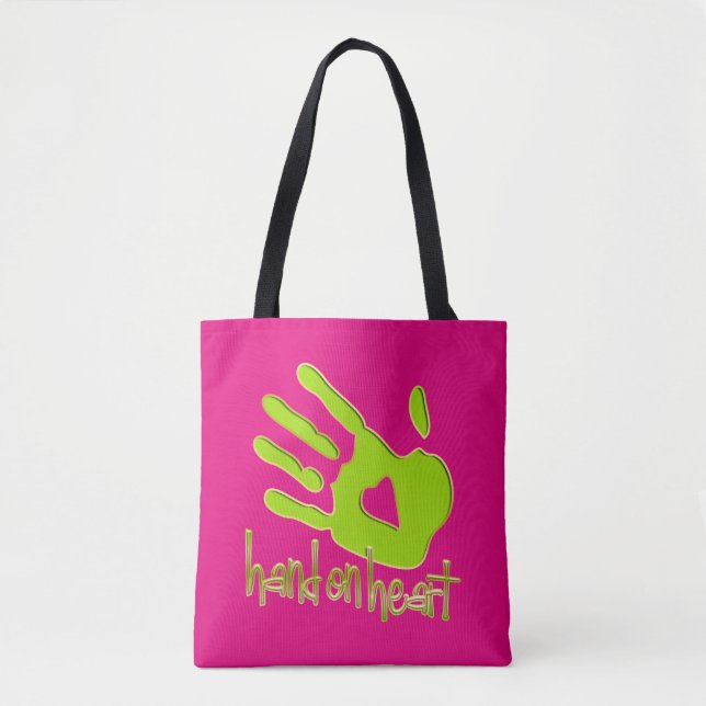 Text & Graphic Design: Hand on Heart Tote Bag (Front)