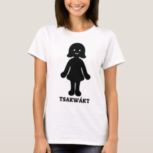 Text in Kitsai : Tsakwákt and a woman font T-Shirt