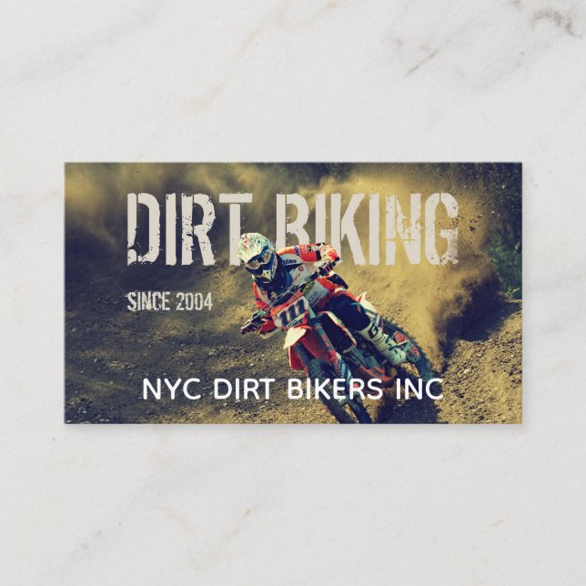 Text Integrated Dirt Bike Photo Business Card (Front)