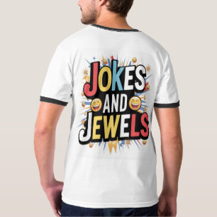 text Jokes and Jewels in multi colour T-Shirt
