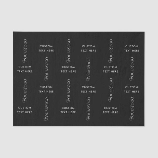 Text Logo Custom Business Company Black Background Tissue Paper (Front)