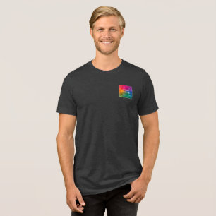 Text Logo Mens Front & Back Print Charcoal Black Tri-Blend Shirt