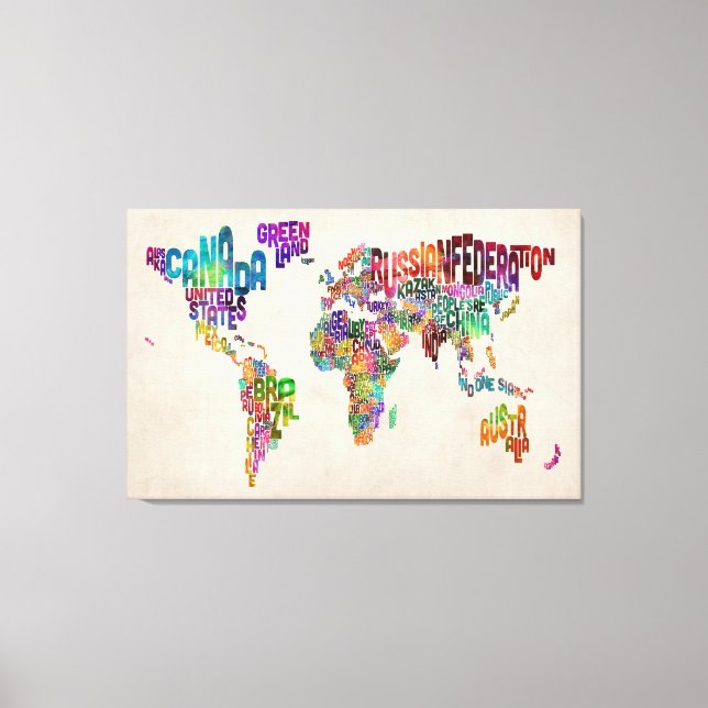 Text Map of the World Canvas Print (Front)