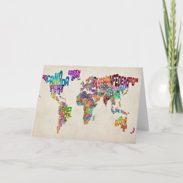Text Map of the World Card (Front)