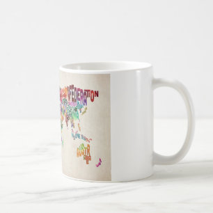 Text Map of the World Coffee Mug