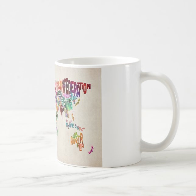 Text Map of the World Coffee Mug (Right)