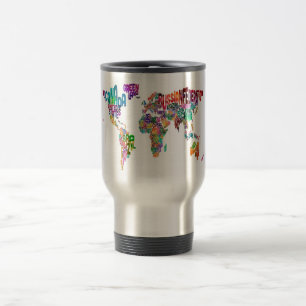 Text Map of the World Travel Mug