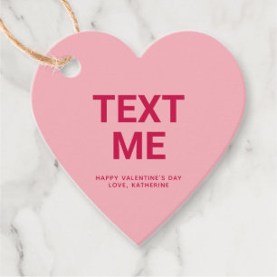 Text me pink heart fun cute Valentine's Day custom Favour Tags