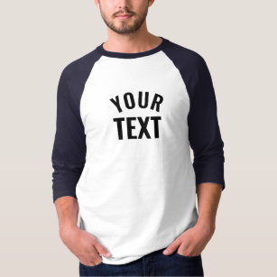 Text Name Mens Basic 3/4 Sleeve Raglan White/Navy T-Shirt
