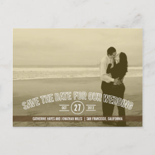 Text Overlay Save The Date Cards - Brown