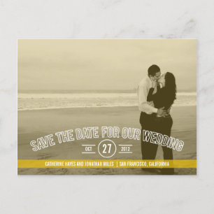 Text Overlay Save The Date Cards - Mustard