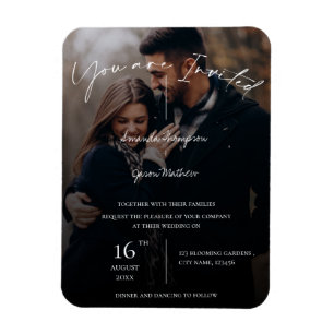 Text Overlay Typography Photo Wedding Invitation Magnet