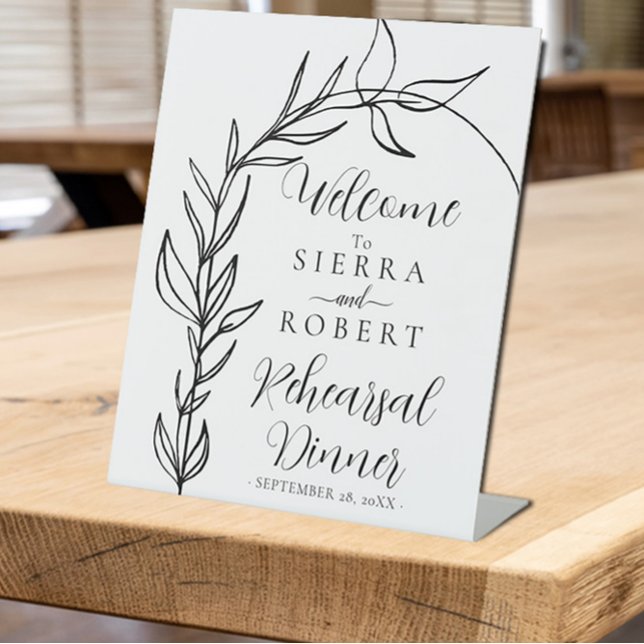 Text Script Minimal Rehearsal Dinner Welcome Pedestal Sign (Creator Uploaded)