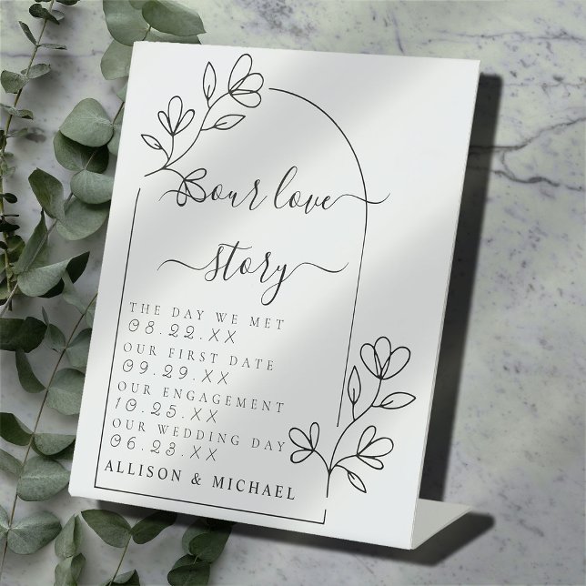 Text Script Our Love Story Timeline Pedestal Sign (Creator Uploaded)