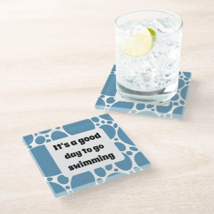 Text template and blue pattern glass coaster