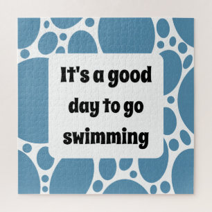 Text template and blue pattern jigsaw puzzle
