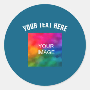 Text Upload Photo Template Boys Kids Modern _2  Classic Round Sticker