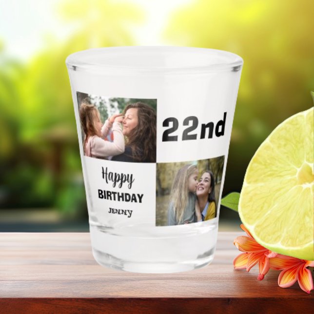 Text with Photo Birthday Shot Glass (Creator Uploaded)